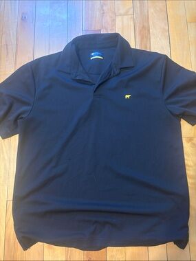 Men's Black Polo with Yellow Bear Logo - Classic Short Sleeve